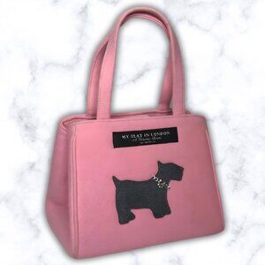 Vintage 2000s MY FLAT IN LONDON Pink Scottie Dog Crystal Wool Felt Bag Purse Y2K